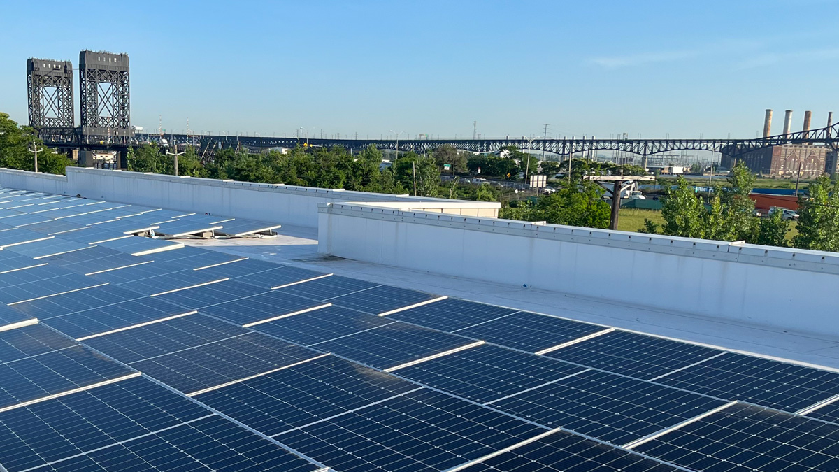Solar on a commercial rooftop in New Jersey